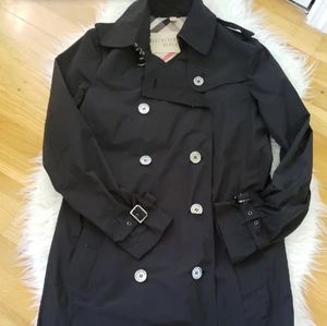 burberry brit black trench coat size 6